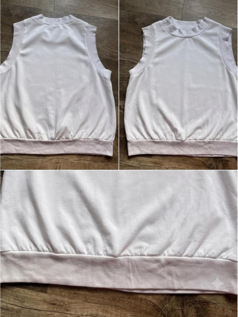 Stateside Womens XL White Sleeveless Mock Neck Top Ribbed Trim Banded Hem USA